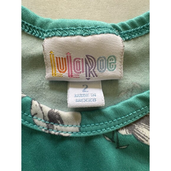 LuLaRoe Scarlett Girls Dress Size 2T Teal Floral Pattern - Picture 7 of 9